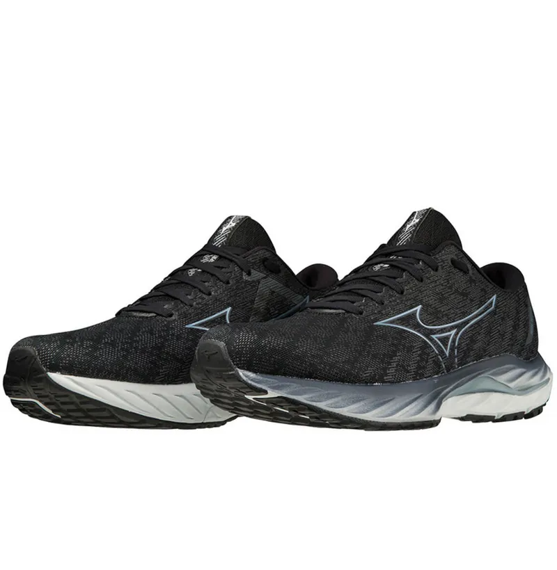 Mizuno Men's Wave Inspire 19 Running Shoes Black/GRidge/Illusion Blue-3